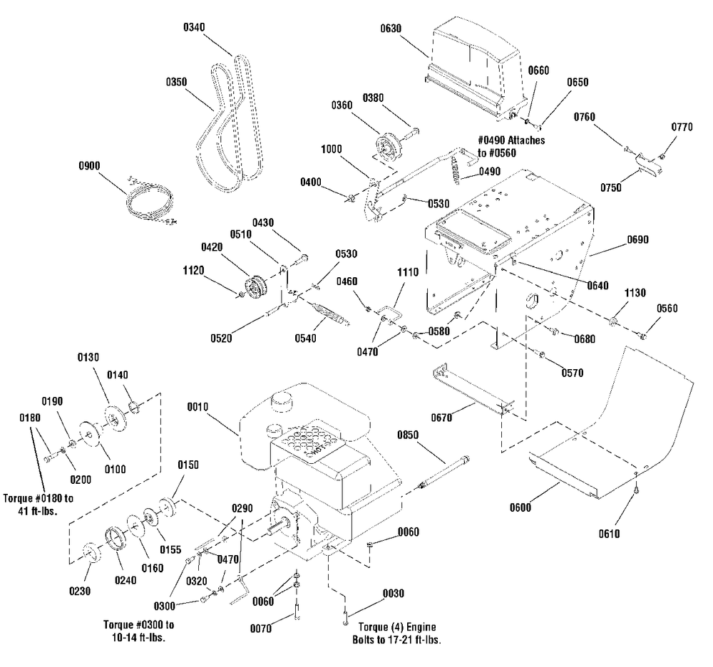 Engine And Frame Group Diagram and Parts List for P1738E 1695668 Simplicity Snow Blower
