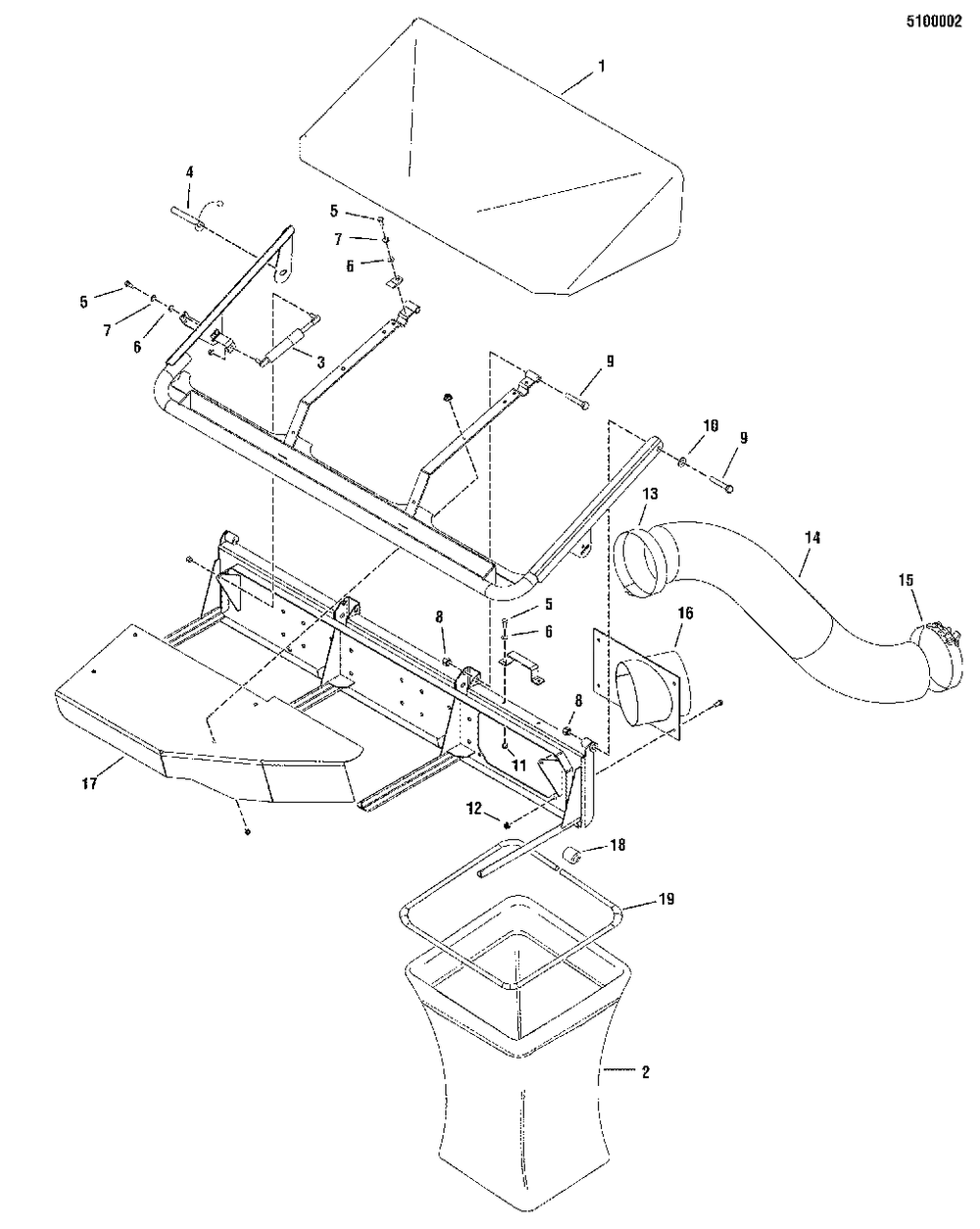 3-Bag Catcher And Cover Group - Soft Top System Diagram and Parts List for 5600864  Simplicity Lawn Tractor Accessories