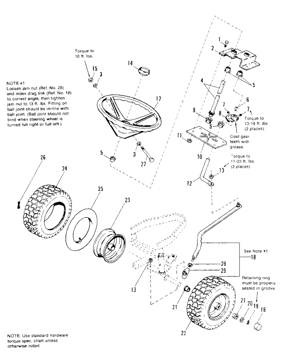 Steering And Front Wheels Group Diagram and Parts List for 6211 1691034 Simplicity Lawn Tractor