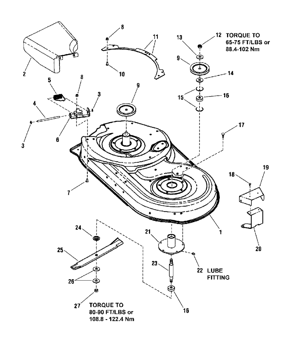 42-Inch Mower Deck Housing Group Diagram and Parts List for ZT2142 7800612 Simplicity Lawn Tractor