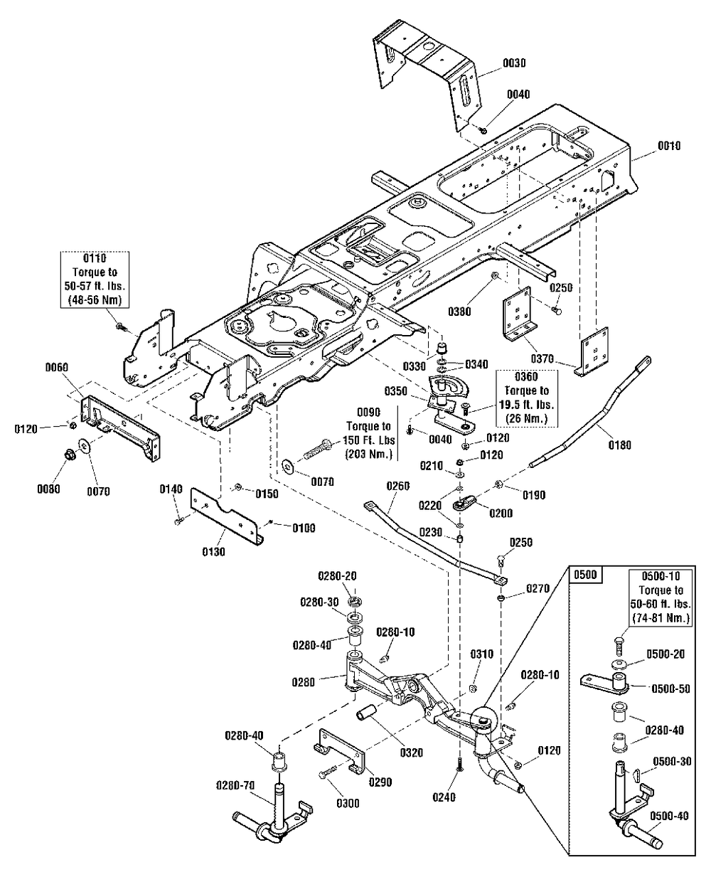 Frame And Front Axle Group Diagram and Parts List for 2691334-03  Simplicity Lawn Tractor