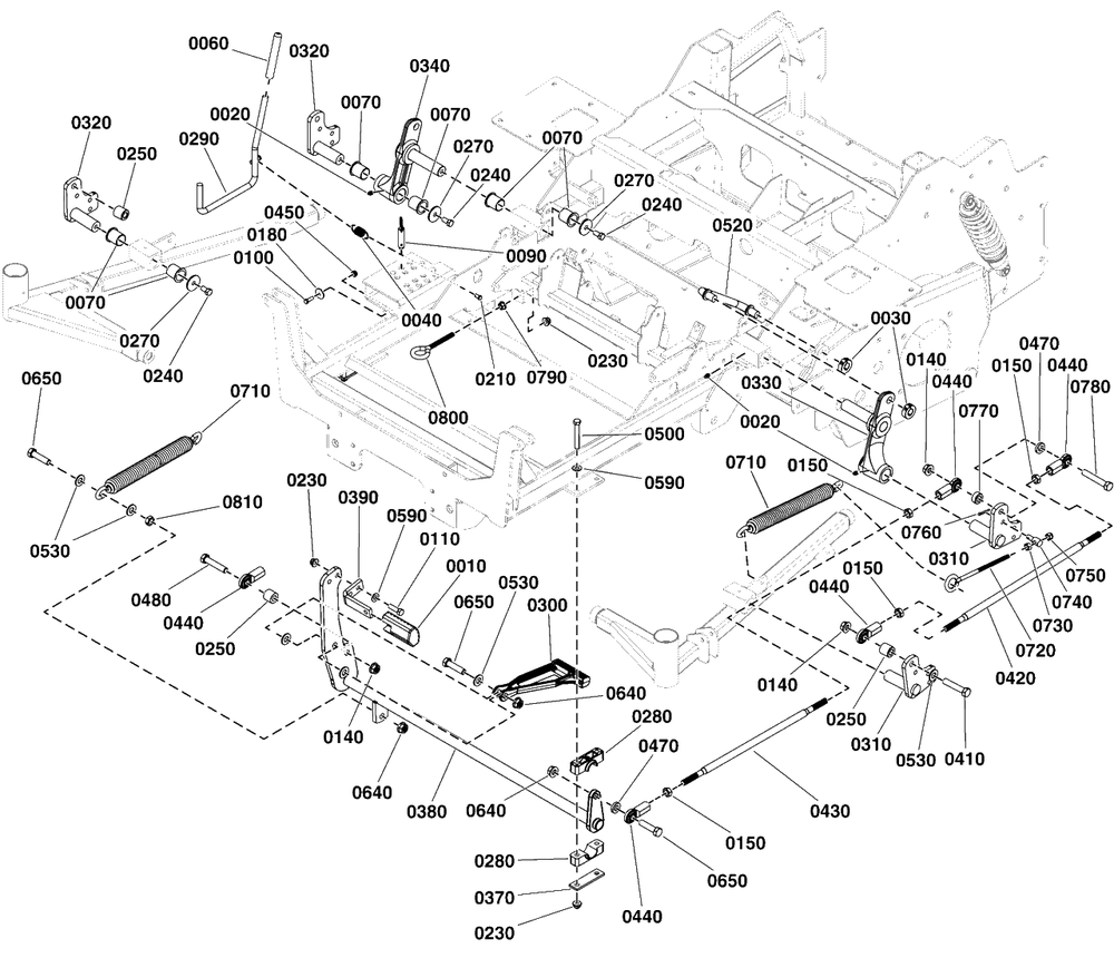 Deck Lift Group Diagram and Parts List for 5901799  Simplicity Lawn Tractor