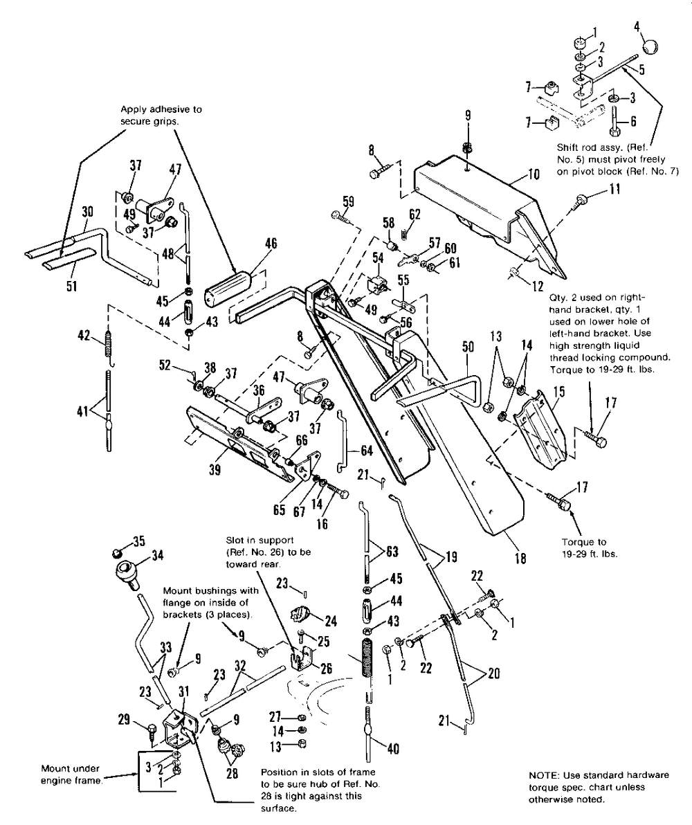 Handles And Controls Group Diagram and Parts List for 1080M 1691371 Simplicity Snow Blower