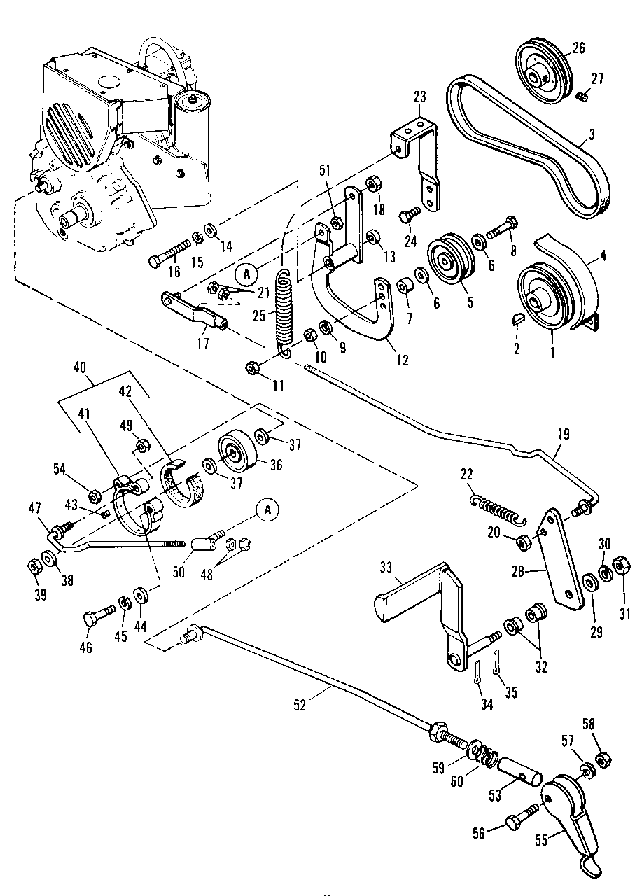 Clutch And Brake Group Diagram and Parts List for 3410H 990757 Simplicity Lawn Tractor