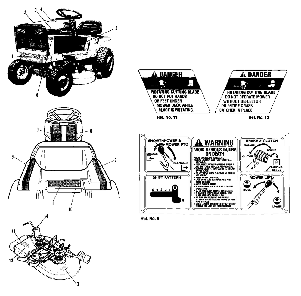 Decal Group - Early Models Diagram and Parts List for 4212G 1691324 Simplicity Lawn Tractor
