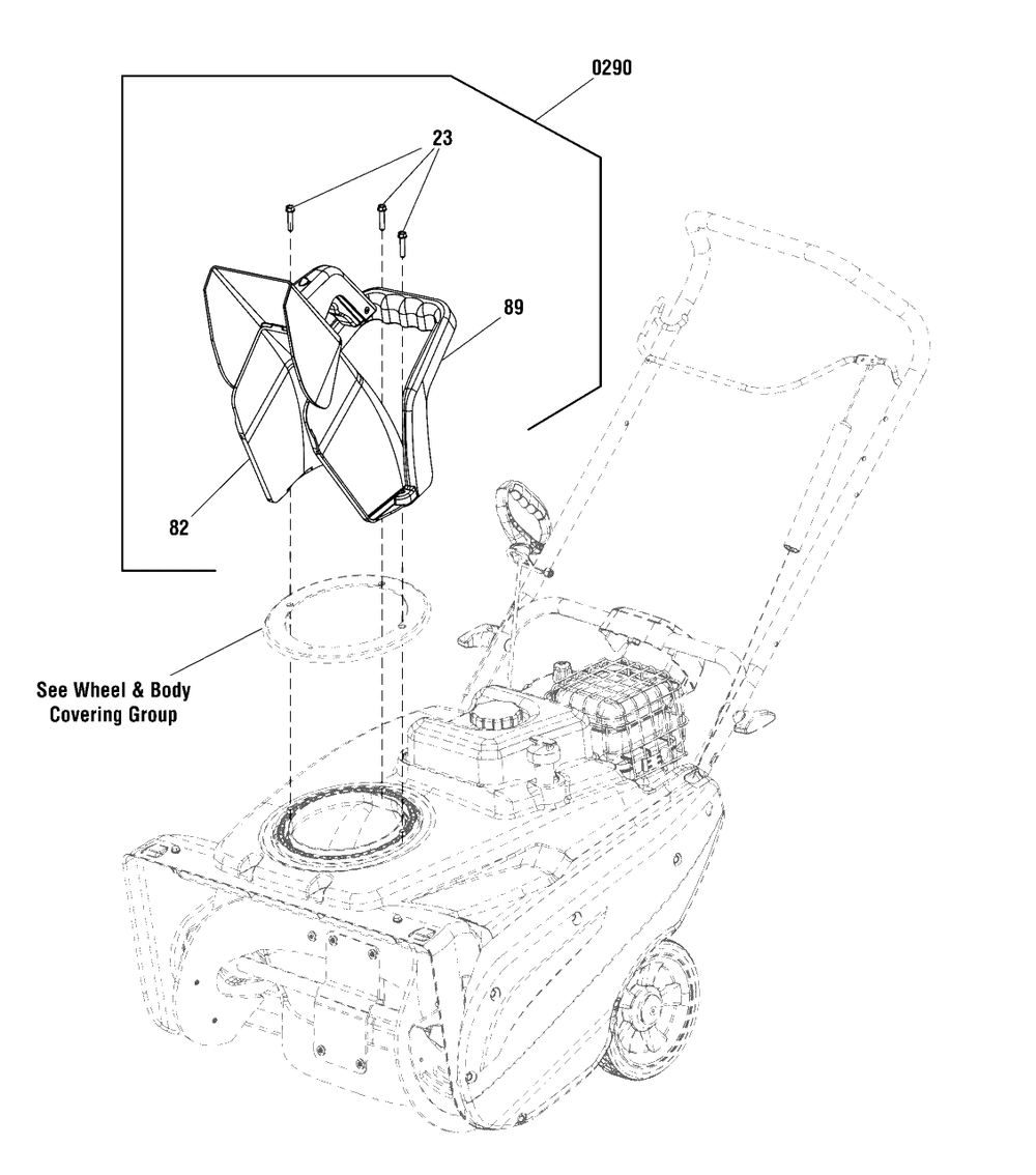 Chute Group - Manual Diagram and Parts List for 1022ER 1697238-01 Simplicity Snow Blower