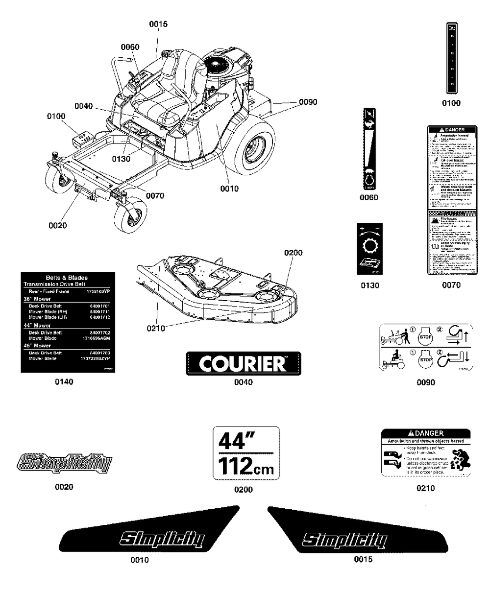 Decals Group (2992665) Diagram and Parts List for 2691502-01  Simplicity Lawn Tractor