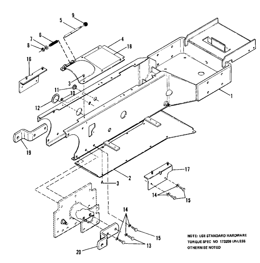 Frame Group Diagram and Parts List for 9020 1690283 Simplicity Lawn Tractor