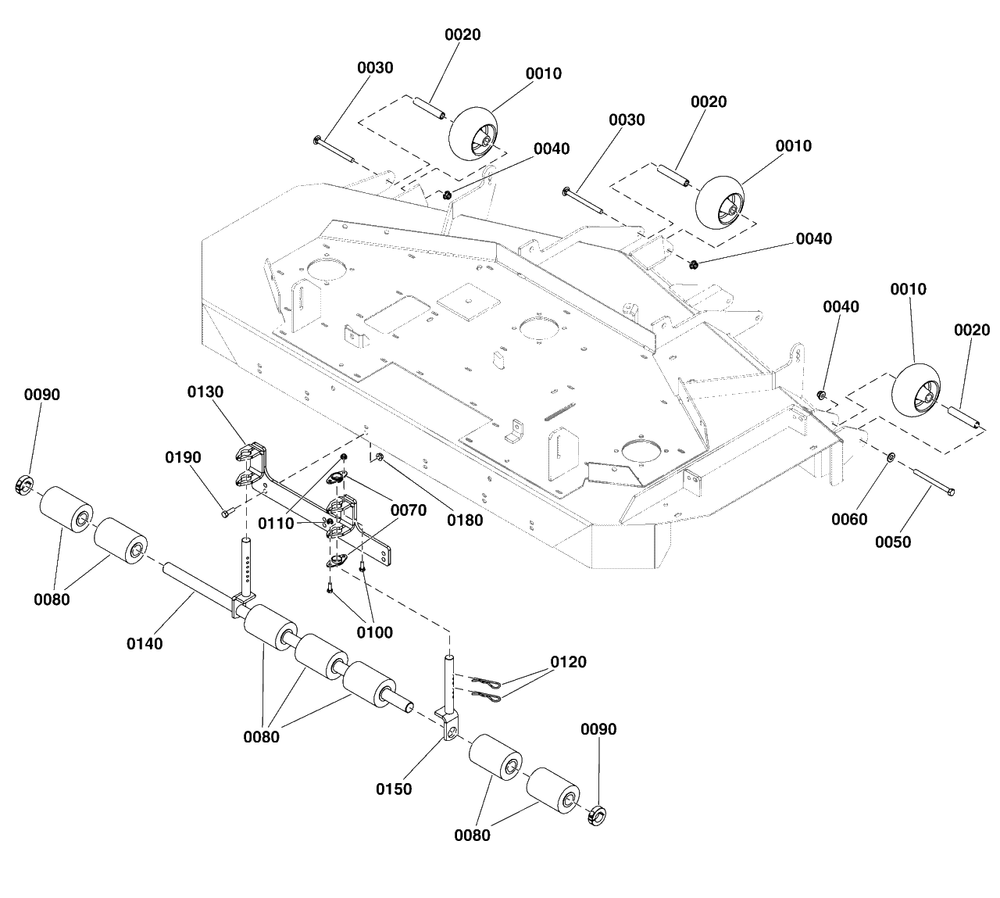 61-Inch Mower Deck Group - Rollers Diagram and Parts List for 5901780  Simplicity Lawn Tractor