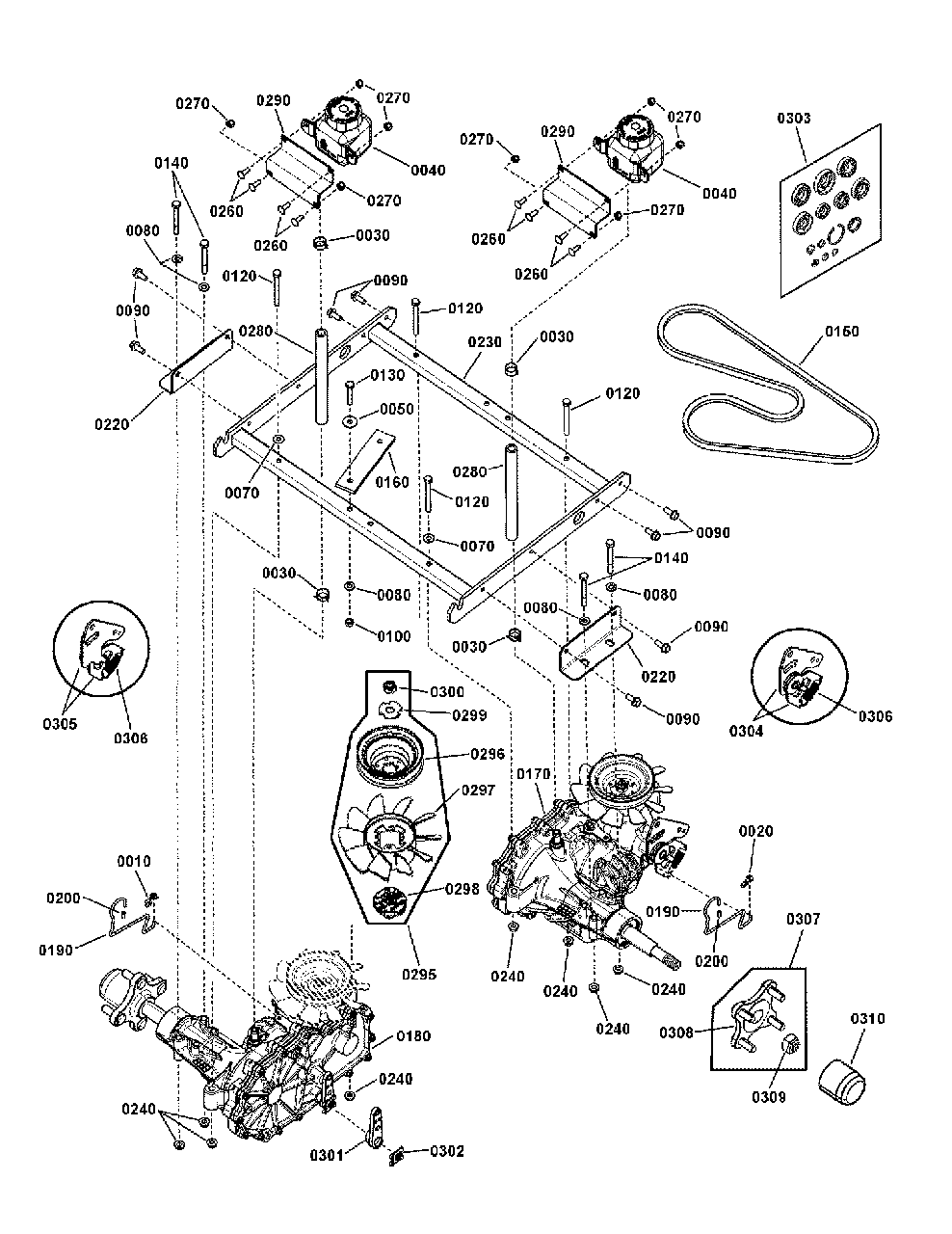 Transaxle Group, Zt-2800 (7501591) Diagram and Parts List for ZT27460 7800768-00 Simplicity Lawn Tractor