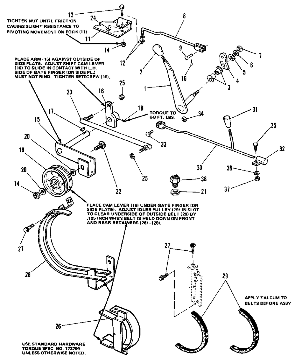 Drive And Clutch Group (7010 And 7016) Diagram and Parts List for 7010 1690333 Simplicity Lawn Tractor