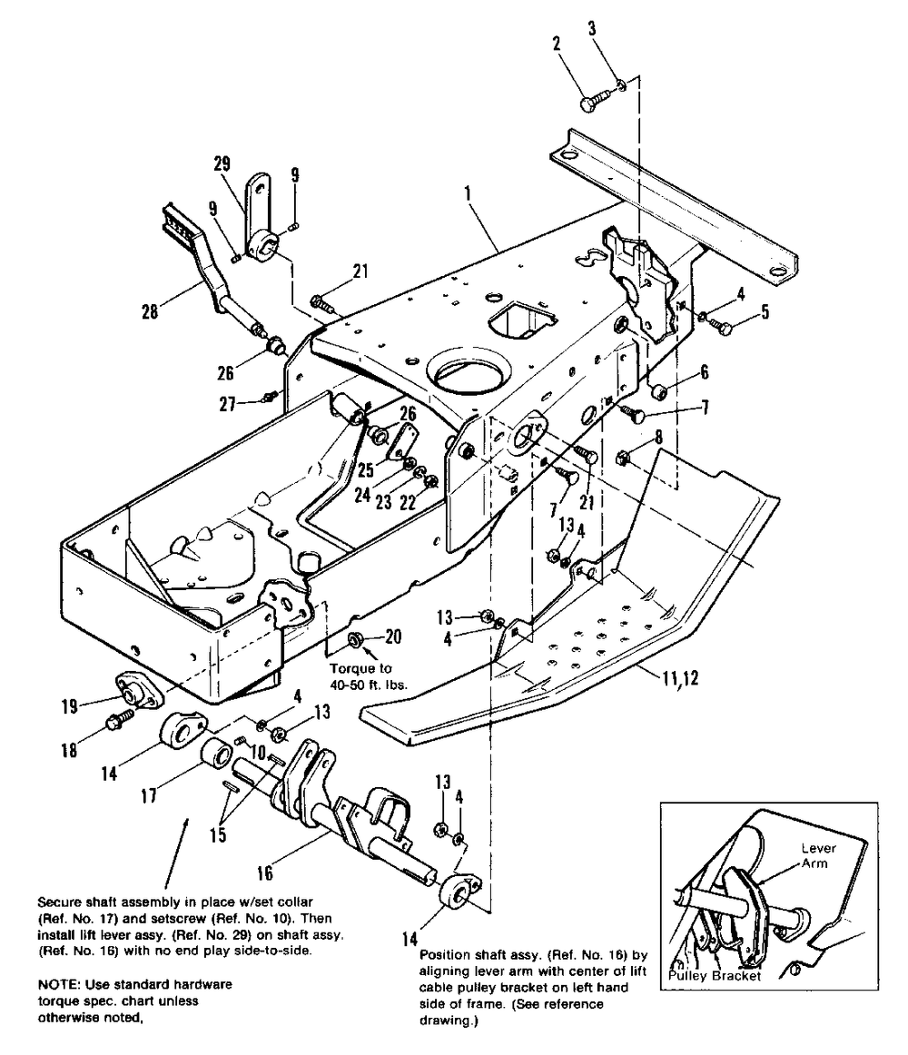 Frame And Footrest Group Diagram and Parts List for 7112 1691014 Simplicity Lawn Tractor
