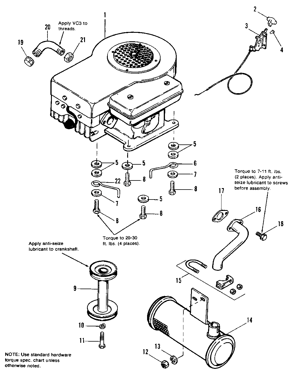 Engine Group Diagram and Parts List for 4211H 1690913 Simplicity Lawn Tractor