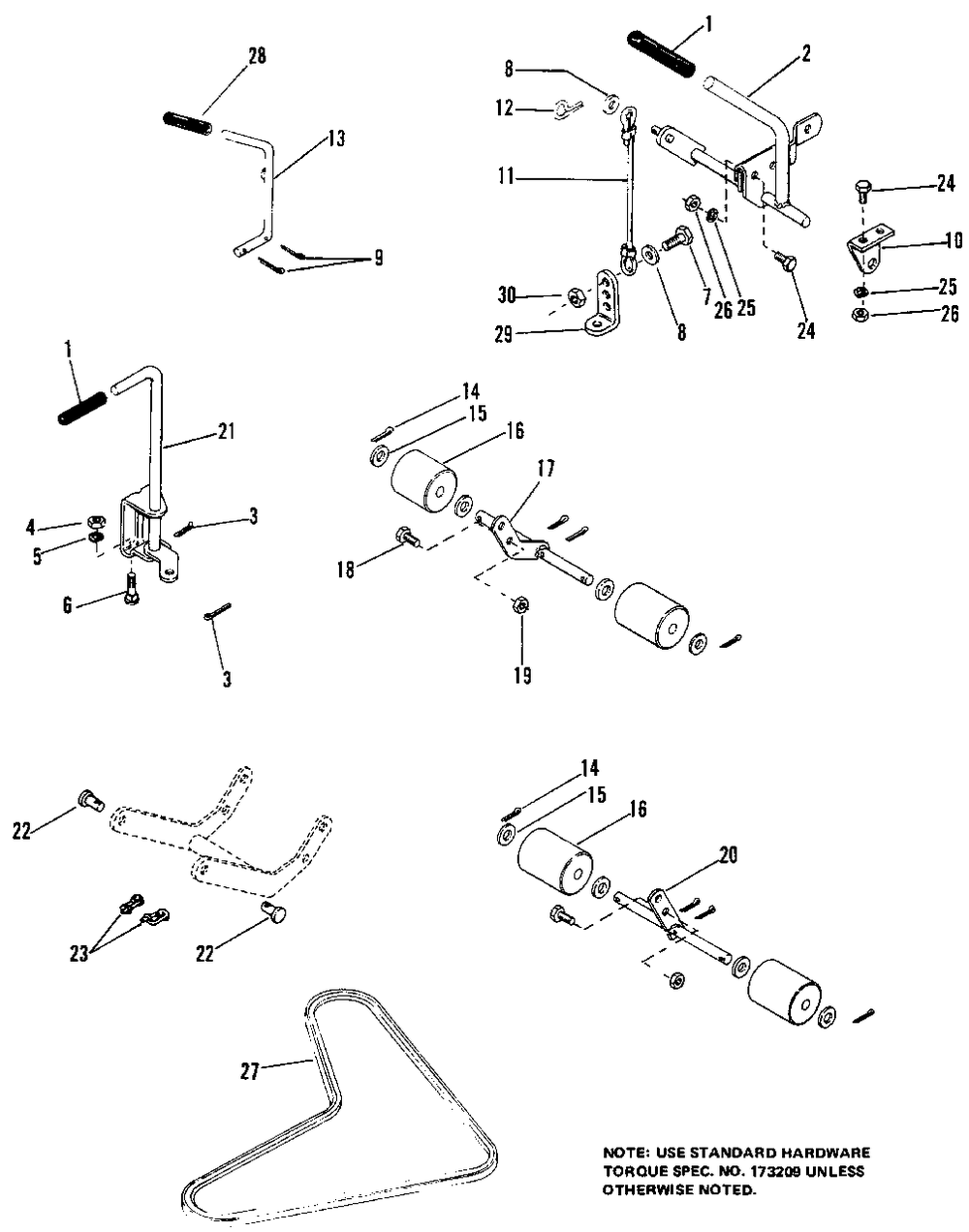 Roller, Lift And Miscellaneous Sub-Group (4108-4208) Diagram and Parts List for 4208 1690176 Simplicity Lawn Tractor