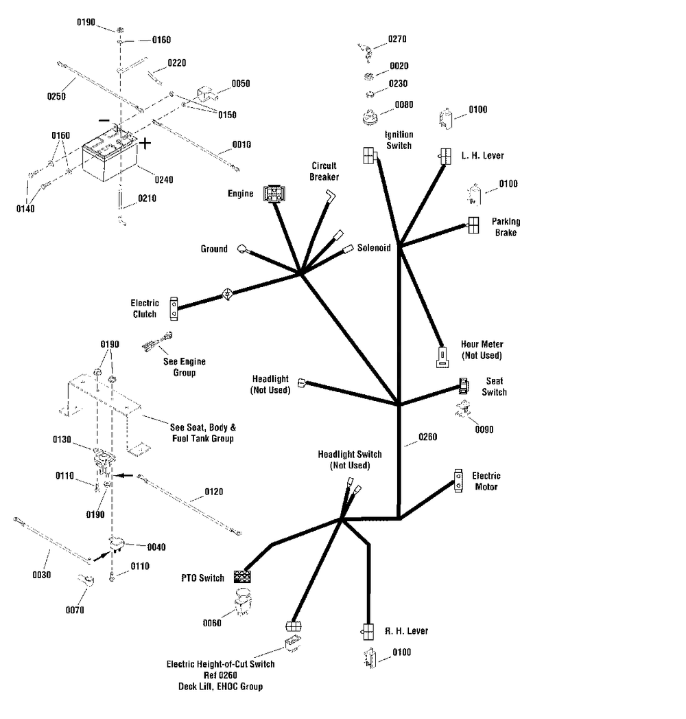 Electrical Group Diagram and Parts List for ZT1842 2691139-00 Simplicity Lawn Tractor