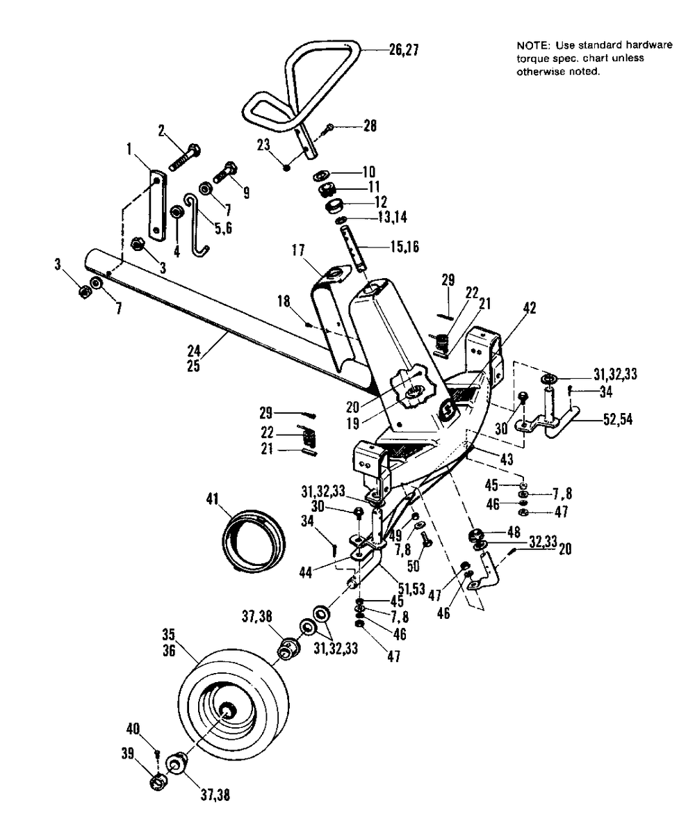 Front Frame And Steering Group Diagram and Parts List for 401 990357 Simplicity Lawn Tractor