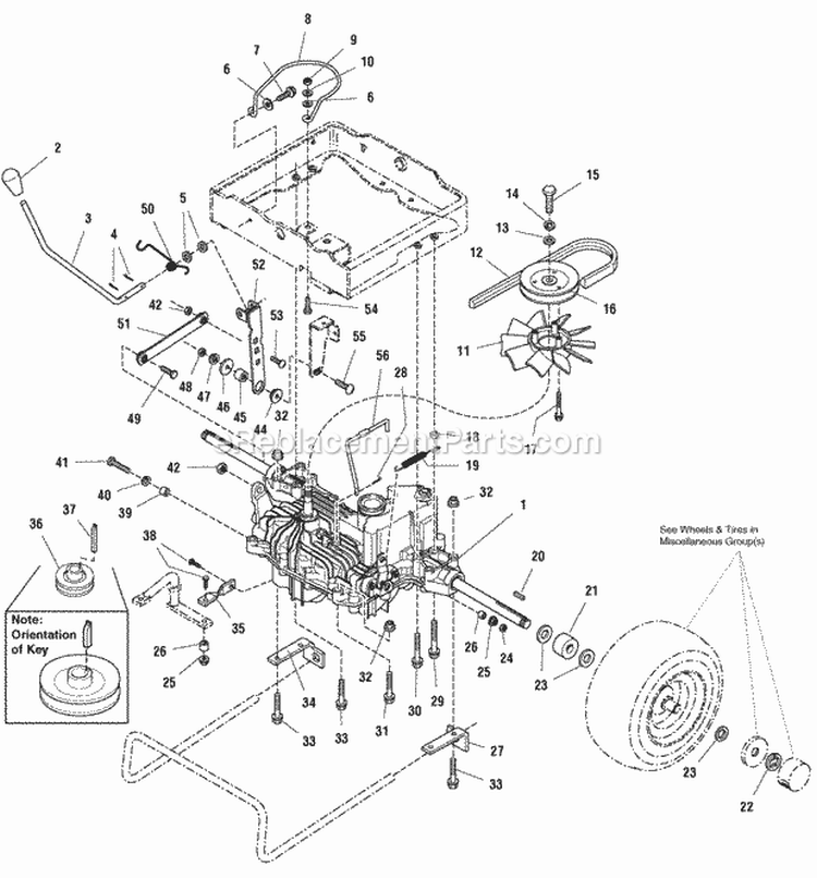 Transmission Group (986200) Diagram and Parts List for 1694310  Simplicity Lawn Tractor