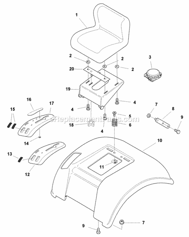 Seat  Seat Deck Group (985926) Diagram and Parts List for 1693911  Simplicity Lawn Tractor