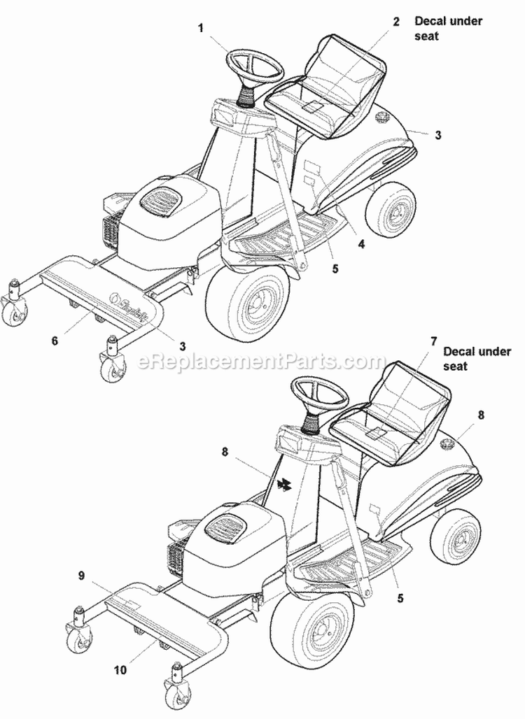 Decals - Brand  Model (B985956) Diagram and Parts List for 1694264  Simplicity Lawn Tractor