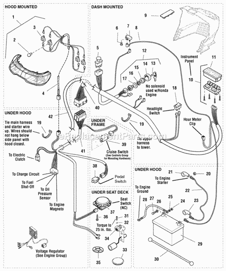 Electrical Group - Honda Engine (986166) Diagram and Parts List for 2690052  Simplicity Lawn Tractor