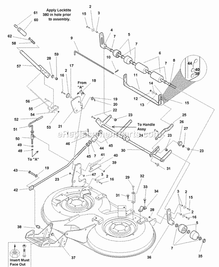 40 Mower Deck - Height Adjustment  Roller Bar (986266) Diagram and Parts List for 2690055  Simplicity Lawn Tractor
