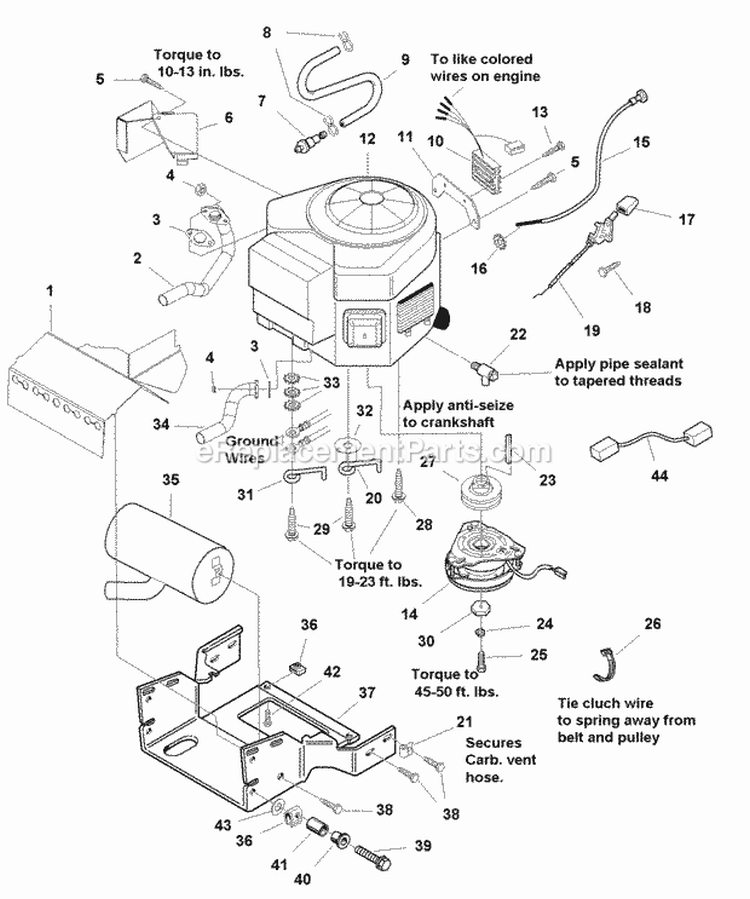 Engine Group - Electric Clutch - 16Hp Honda (986113) Diagram and Parts List for 1694316  Simplicity Lawn Tractor