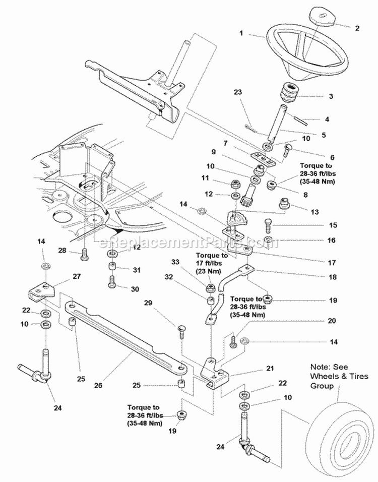 Steering Group (986114) Diagram and Parts List for 1694316  Simplicity Lawn Tractor