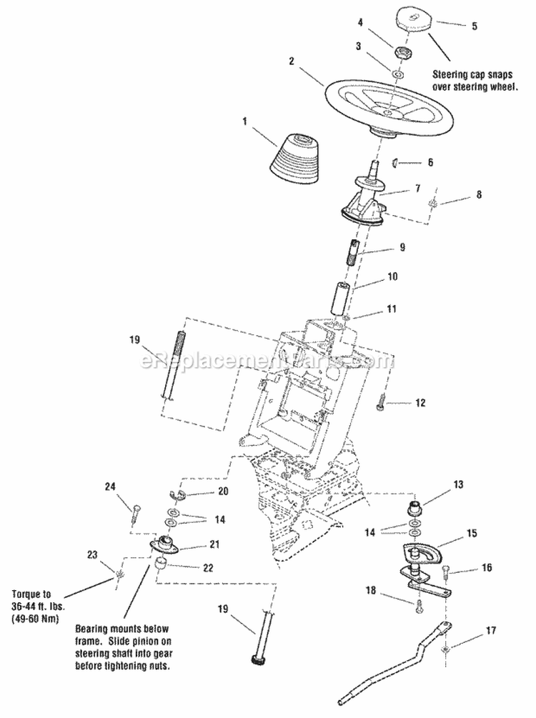 Steering Group - Manual Steering With Tilt SN 1999  Below (985891) Diagram and Parts List for 1694006  Simplicity Lawn Tractor
