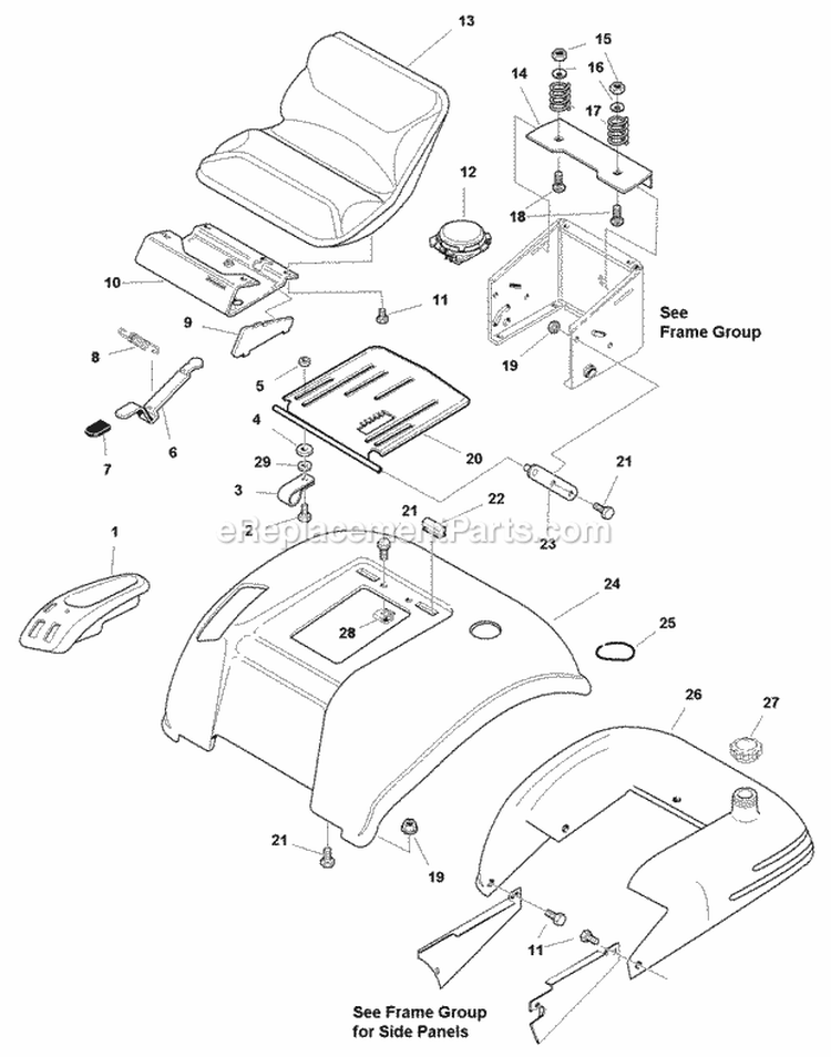 Seat Deck  Fuel Tank Group (985953) Diagram and Parts List for 1694264  Simplicity Lawn Tractor