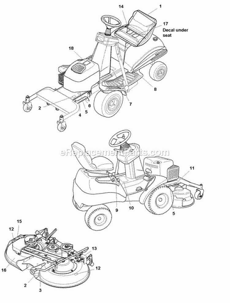 Decals - Safety  Common (C986265A) Diagram and Parts List for 1694374  Simplicity Lawn Tractor