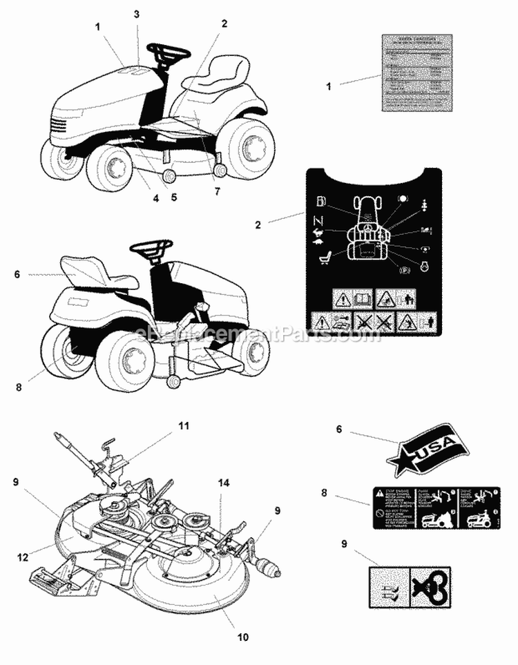 Decals Group - Safety  Common (C985874A) Diagram and Parts List for 2690072  Simplicity Lawn Tractor