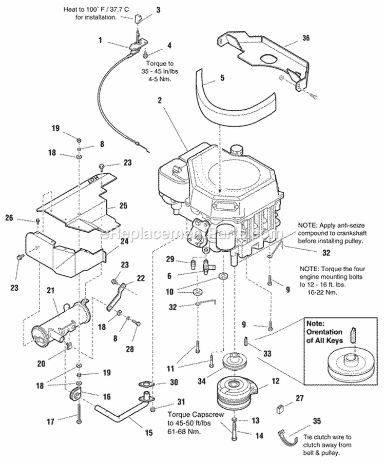 Engine Group - Electric Clutch - 16Hp Kohler Cv460 (E986007) Diagram and Parts List for 1694463  Simplicity Lawn Tractor