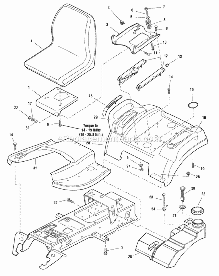 Seat Deck  Fuel Tank Group (985932) Diagram and Parts List for 1694102  Simplicity Lawn Tractor