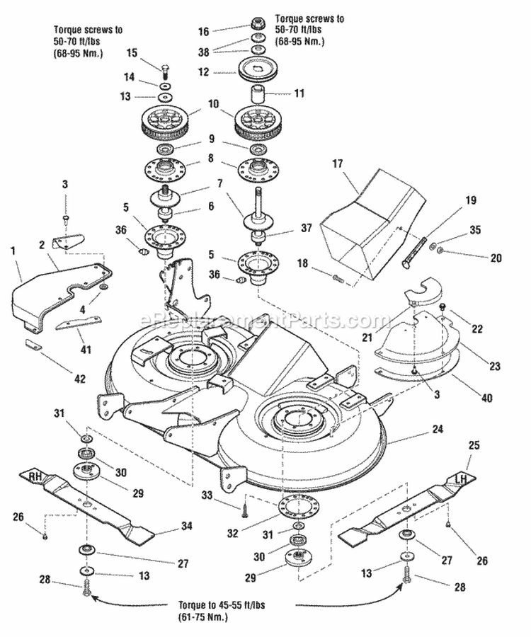 40 Mower Deck - Housing Arbors  Blade (Serial No 1999 And Below) (S0986247) Diagram and Parts List for 2690058  Simplicity Lawn Tractor