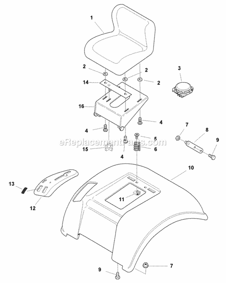Seat  Seat Deck Group (F985926) Diagram and Parts List for 1694322  Simplicity Lawn Tractor