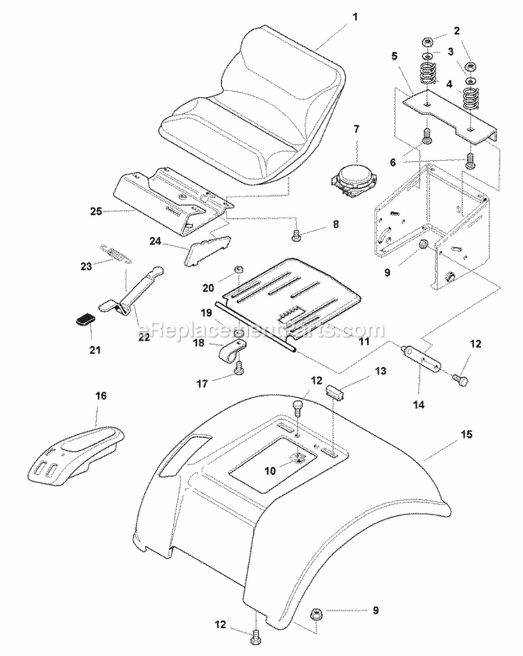Seat  Seat Deck Group (985578) Diagram and Parts List for 1693551  Simplicity Lawn Tractor
