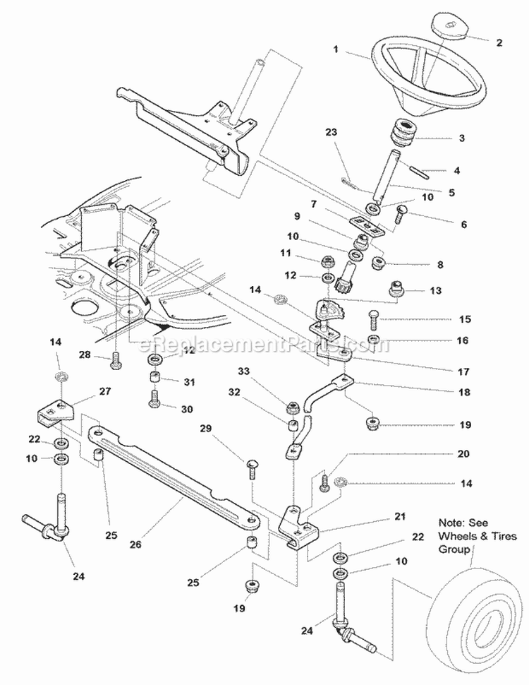 Steering Group (985576Ab) Diagram and Parts List for 1693919  Simplicity Lawn Tractor