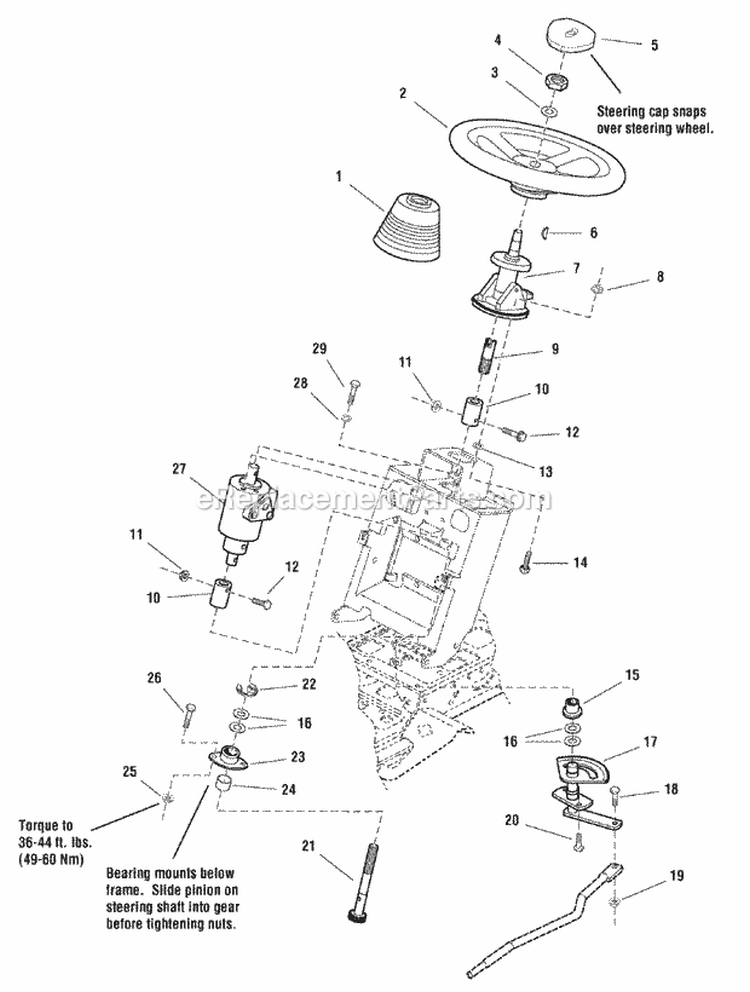 Steering Group - Power Steering With Tilt SN 1999  Below (985892) Diagram and Parts List for 1694016  Simplicity Lawn Tractor