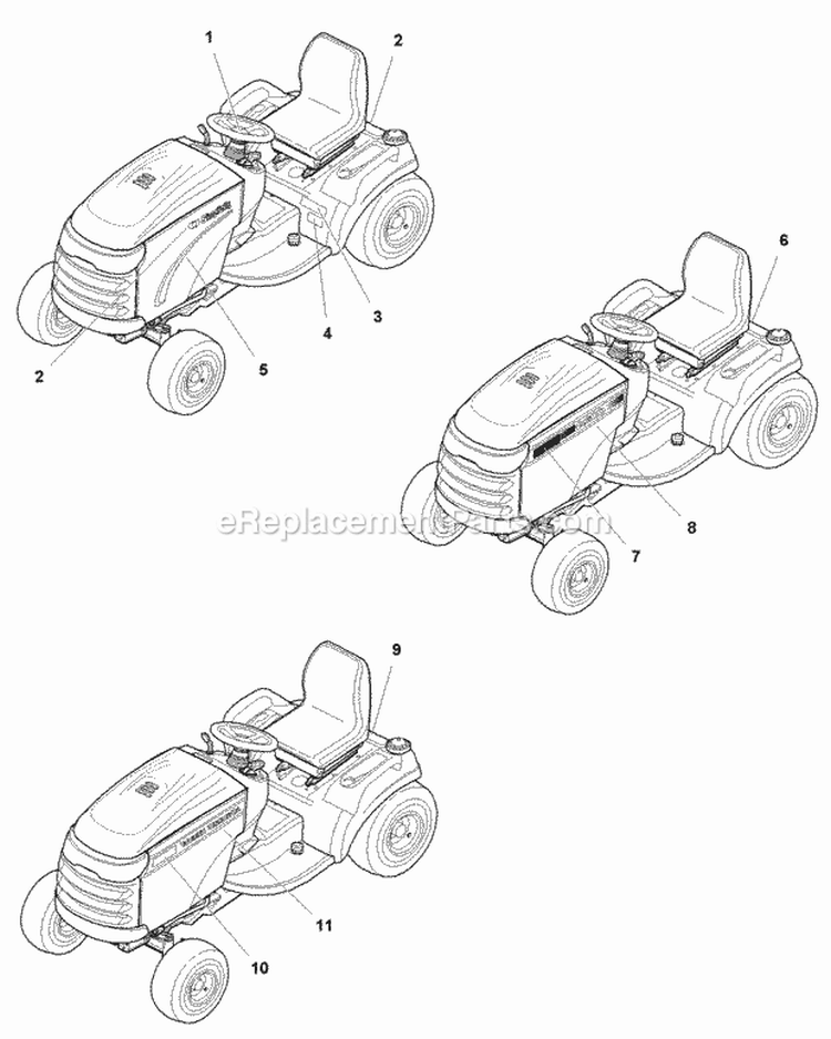 Decals Group - Brand  Model (B985978) Diagram and Parts List for 1694016  Simplicity Lawn Tractor