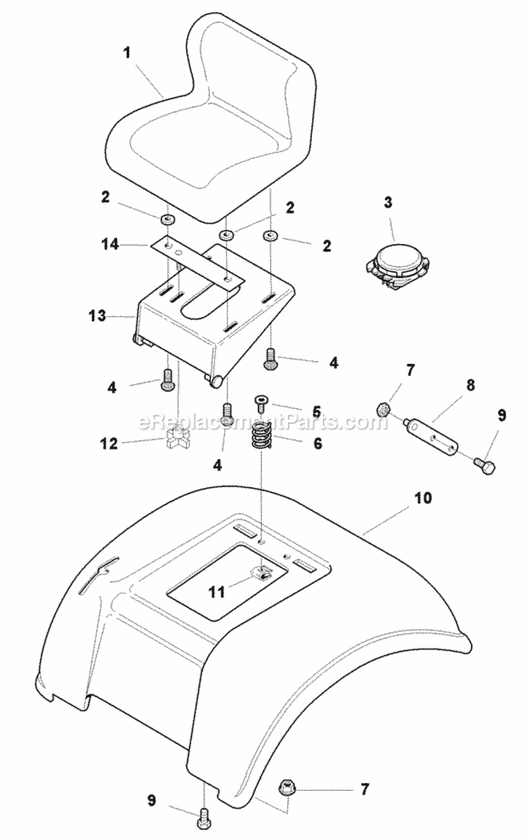 Seat  Seat Deck Group (986201) Diagram and Parts List for 1694310  Simplicity Lawn Tractor