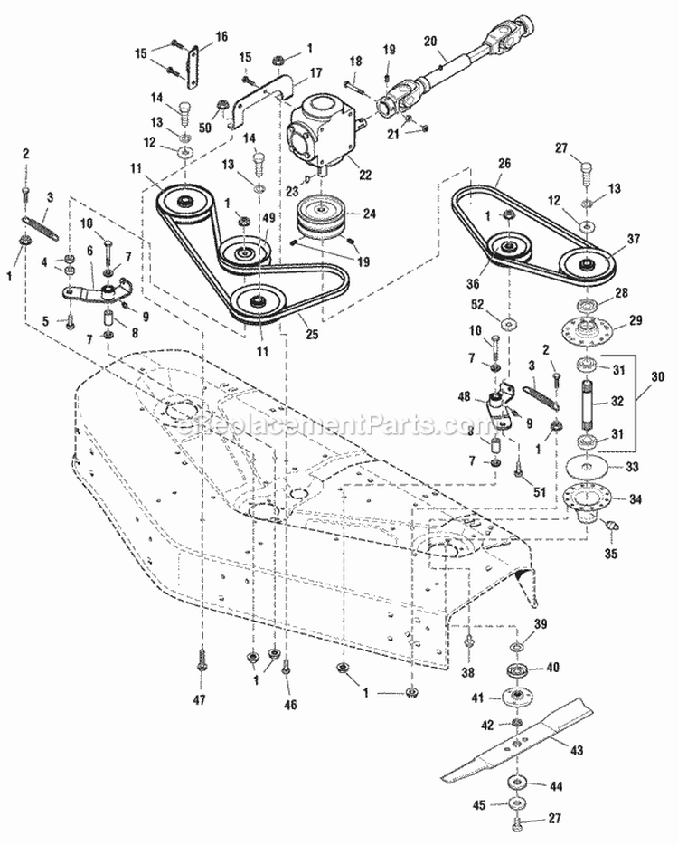 48 Mower Deck - Arbor  Drive Group (986440) Diagram and Parts List for 2690140  Simplicity Lawn Tractor