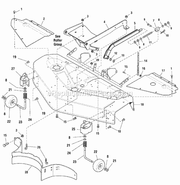 48 Mower Deck - Housing  Cover Group (986438 987107) Diagram and Parts List for 2690140  Simplicity Lawn Tractor