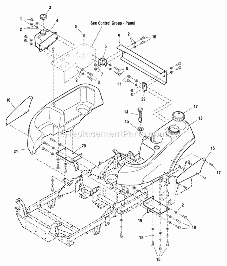 Fuel Tank Group (Fi0023) Diagram and Parts List for 1694454  Simplicity Lawn Tractor