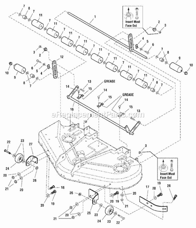 50 Mower Deck - Roller Bar Group (Fi0030) Diagram and Parts List for 2690083  Simplicity Lawn Tractor