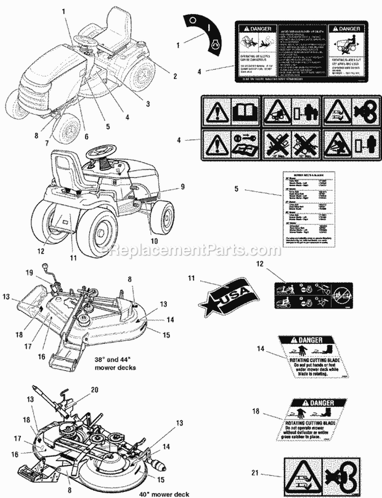 Decals - Safety  Common (C985913) Diagram and Parts List for 2690059  Simplicity Lawn Tractor