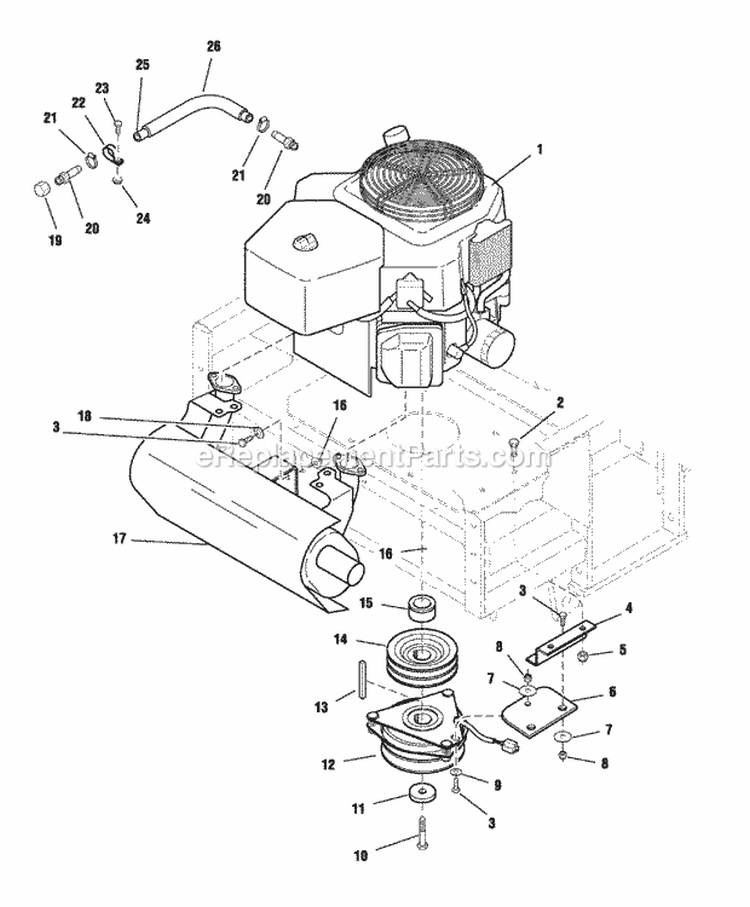 Engine Group - Pto (4235Epg) Diagram and Parts List for 1694764  Simplicity Lawn Tractor