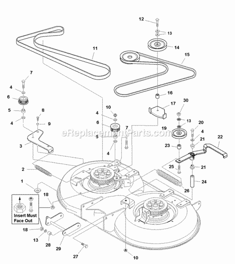 40 Mower Deck - Belt Idler Arm  Hitch (986260) Diagram and Parts List for 2690037  Simplicity Lawn Tractor