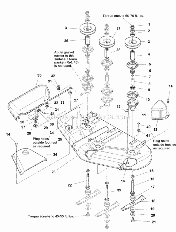 44 Mower Deck - Housing Arbors  Blades (985346Aa) Diagram and Parts List for 1693917  Simplicity Lawn Tractor