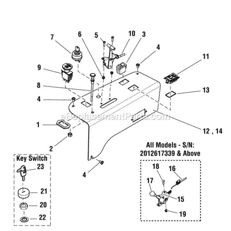 Instrument Control Panel Group Diagram and Parts List for 2690445  Simplicity Lawn Tractor