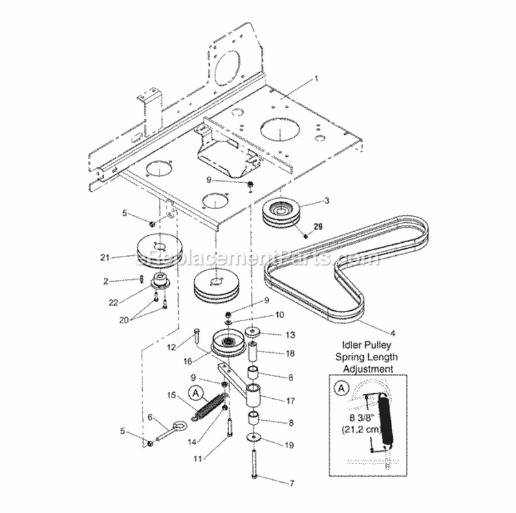Pump Drive Group Diagram and Parts List for 2690445  Simplicity Lawn Tractor